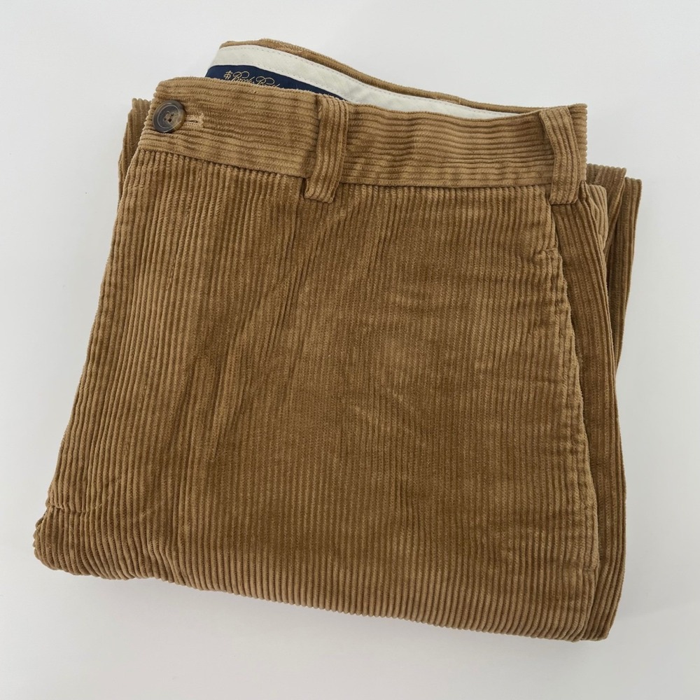 Brooks Brothers Hudson Corduroy Pants Men's 35x30 Brown Wide Wale French Fabric